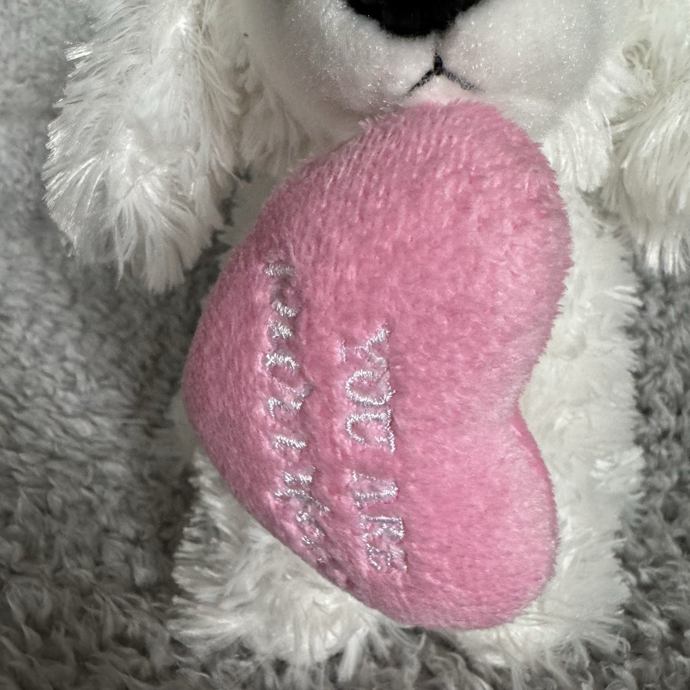 Aurora Poodle Plush 10" White Dog‎ Stuffed Animal Soft Toy Hanging Pink Heart - Picture 3 of 8